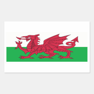 Wales/walesisk flagga - United Kingdom Rektangulärt Klistermärke