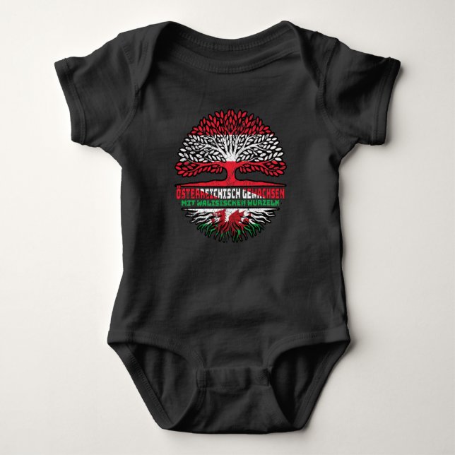 Wales Walisisch Österreichisch Baum T Shirt (Framsida)