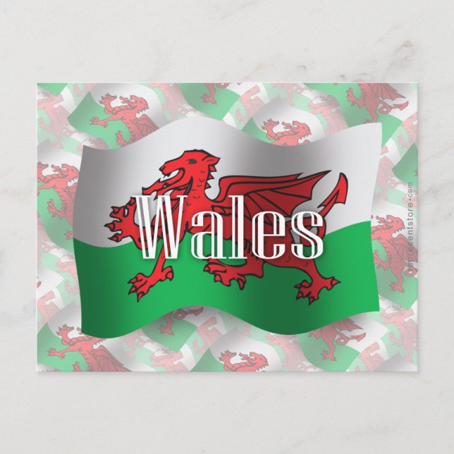 Wales Wave Flagga Vykort (Framsida)