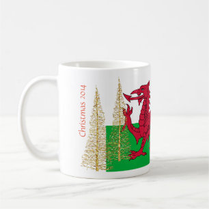 Wales Welch Flagga Guld Julgranar Mugg