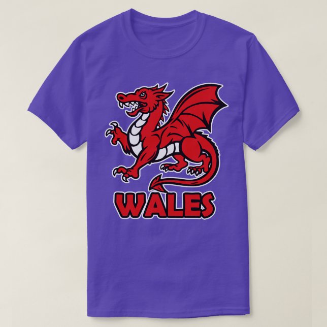 Wales Welsh draon cymru röd drake T Shirt (Design framsida)