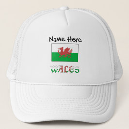 Wales Welsh Flagga Black Personalization Keps