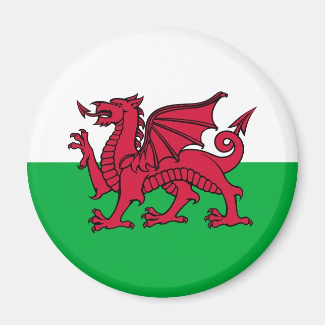 Wales - Welsh Flagga Magnet (Framsidan)