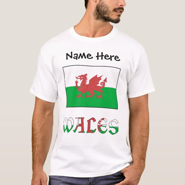 Wales Welsh Flagga Personlig T Shirt (Framsida)