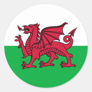 Wales - Welsh Flagga Runt Klistermärke