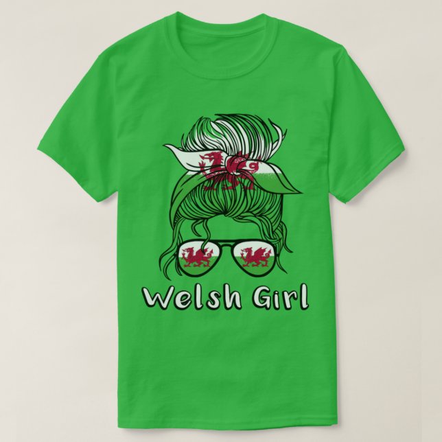 Wales Welsh Girl 2022 Football Vm flagga Cymr T Shirt (Design framsida)