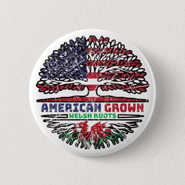 Wales Welsh US US United Stater Träd Knapp (Framsida)
