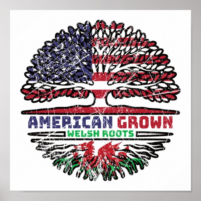 Wales Welsh US US United Stater Träd Poster (Framsidan)
