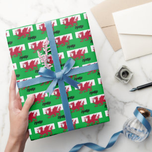 Wales Wrapping Papper, Welsh Flagga patriotic Presentpapper