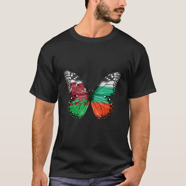 Walesisk Bulgarisk Flaggfjäril T Shirt (Framsida)
