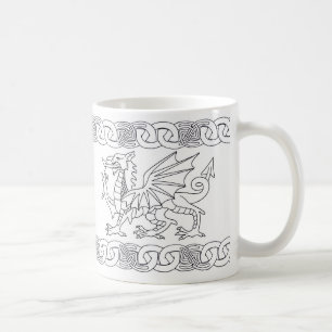 Walesisk Celtic mugg med drake- och Celticfnurror