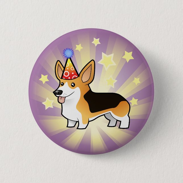 Walesisk Corgi för födelsedagPembroke Knapp (Framsida)