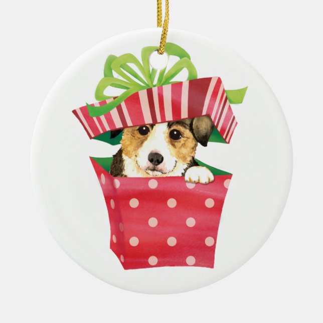Walesisk Corgi för lycklig Howlidays Pembroke Julgransprydnad Keramik (Framsidan)