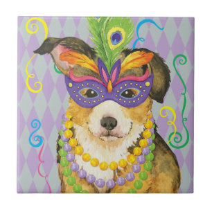 Walesisk Corgi för Mardi Gras Pembroke Kakelplatta
