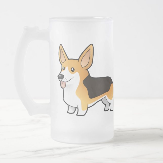 Walesisk Corgi för tecknadPembroke Frostat Ölglas (Vänster)