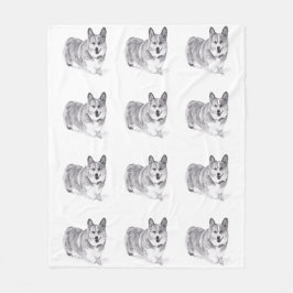 Walesisk Corgi i snön Fleecefilt