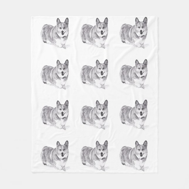 Walesisk Corgi i snön Fleecefilt (Framsidan)