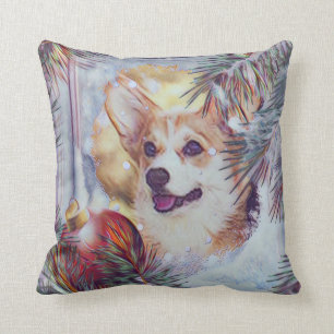 Walesisk Corgi i vinterfönster Kudde
