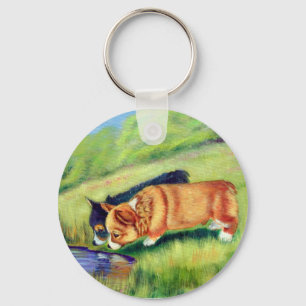 Walesisk Corgi Keychain för Pembroke Nyckelring