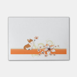 Walesisk Corgi med blomman Post-it Block