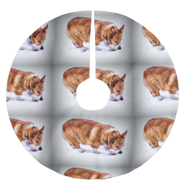 Walesisk Corgijul för Pembroke Julgransmatta Borstad Polyester (Framsidan)