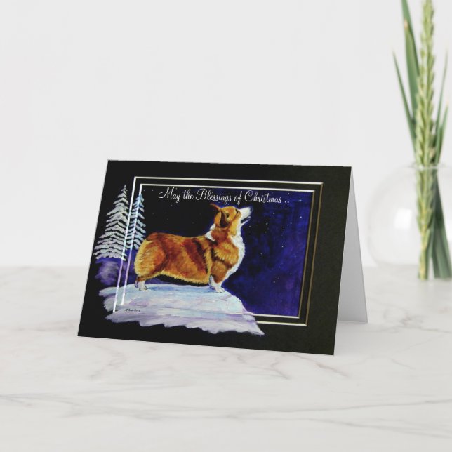 Walesisk Corgijulkort för Pembroke Helgkort (Framsida)