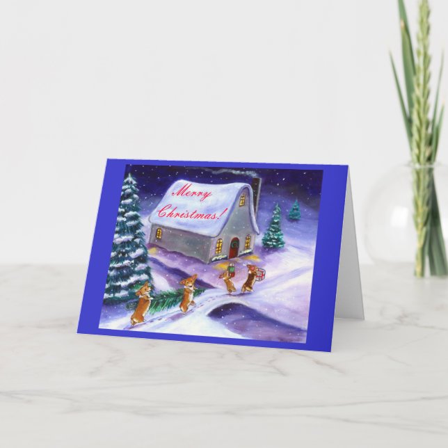 Walesisk Corgijulkort för Pembroke Helgkort (Framsida)