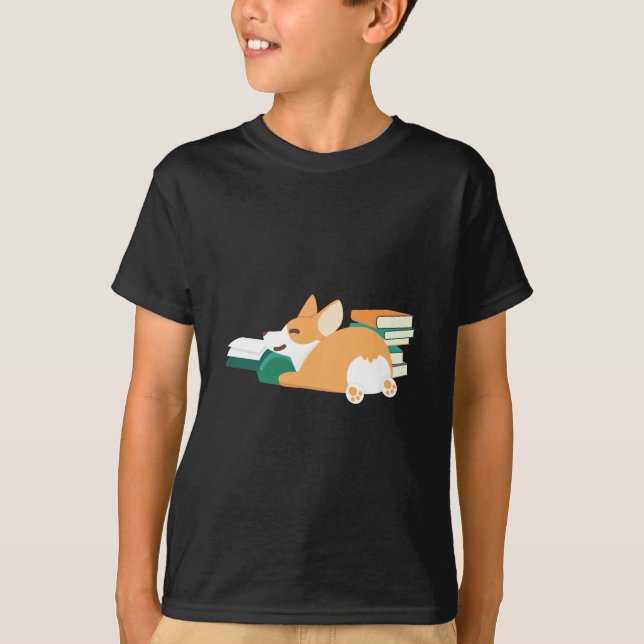 Walesisk Corgiläsning en bokmal för T Shirt (Framsida)