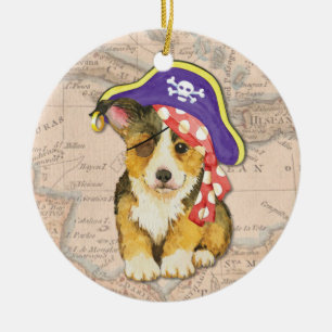 Walesisk Corgipirat för Pembroke Julgransprydnad Keramik