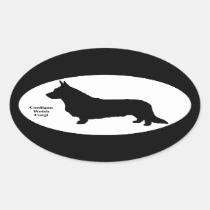 Walesisk CorgiSIlhouette för kofta Ovalt Klistermärke