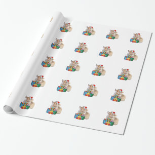 Walesisk Corgivalp med den Santa hatten Presentpapper