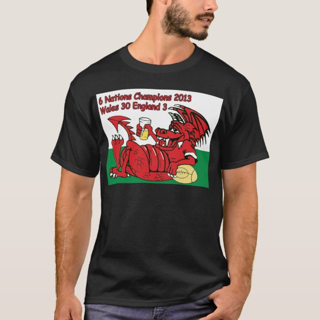 Walesisk drake, 6 nationmästare, Wales v England T Shirt (Framsida)