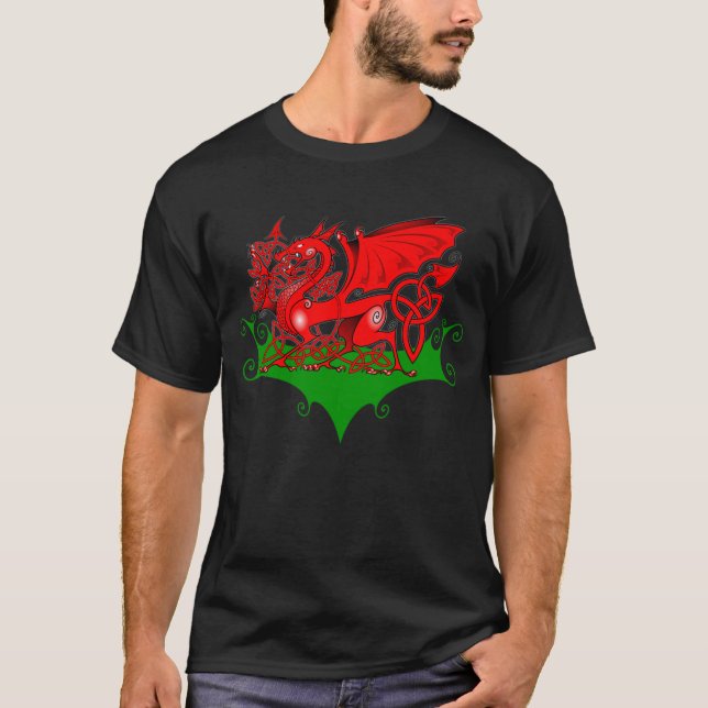 Walesisk drake med den CelticKnotwork T-tröja Tee Shirt (Framsida)