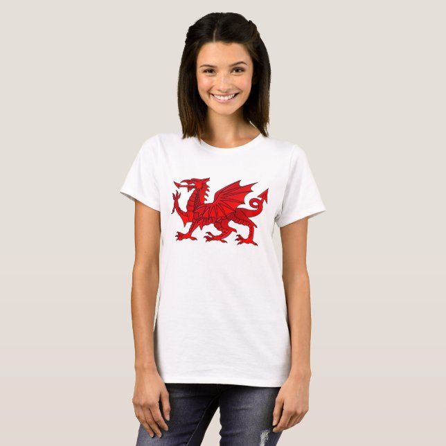 Walesisk drake med en avfasningseffekt t-shirt (Hel framsida)