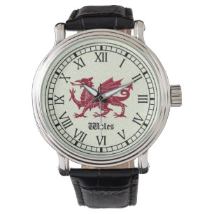 Walesisk drakeklocka - romerska tal armbandsur