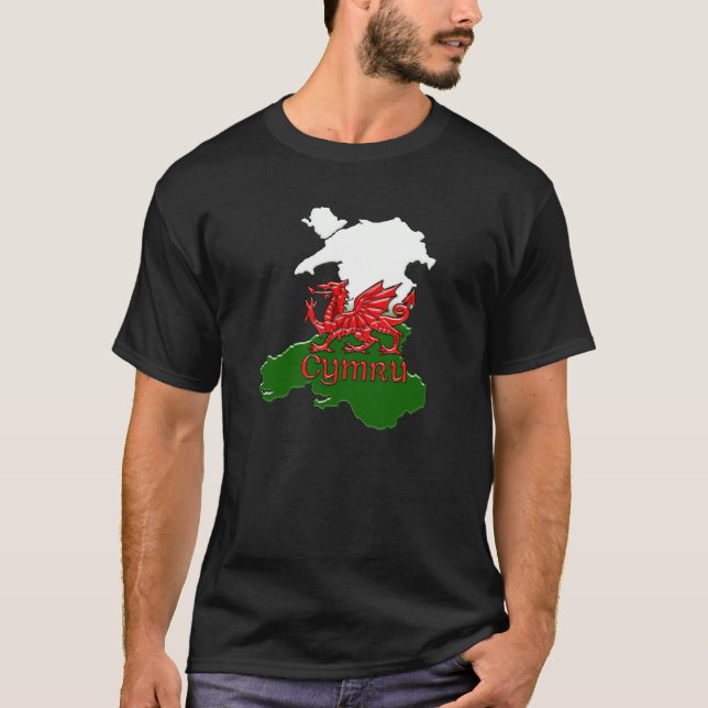 Walesisk drakeutslagsplats präglade Wales St David Tee Shirt (Framsida)