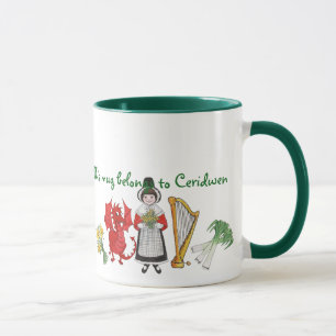 Walesisk dräkt, Emblems, kaffemugg som ska