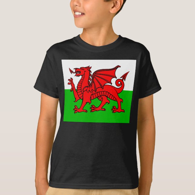 Walesisk flagga tee shirt (Framsida)
