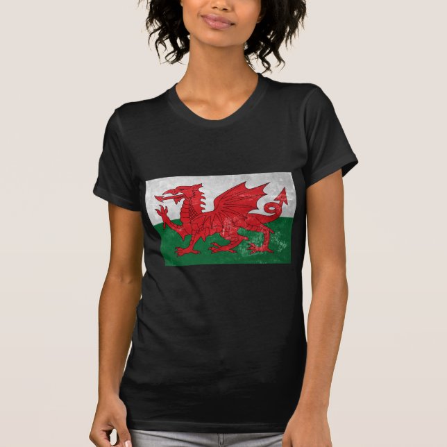 Walesisk flagga tee shirt (Framsida)