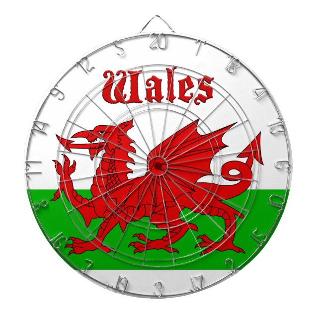 Walesisk flagga Wales Darttavla (Framsidan)