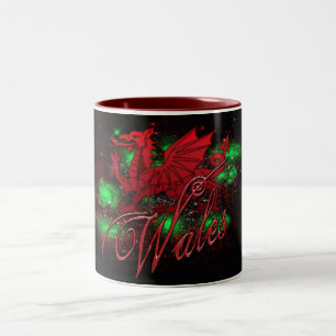 Walesisk mugg, drake, Wales, St David dag Två-Tonad Mugg
