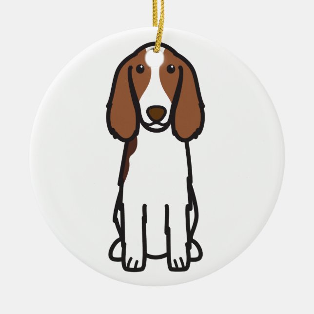 Walesisk tecknad för hund för SpringerSpaniel Julgransprydnad Keramik (Framsidan)
