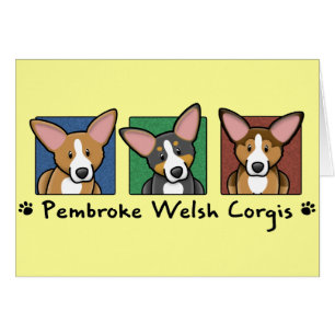 Walesiska Corgis för färgrik tecknadPembroke Hälsningskort
