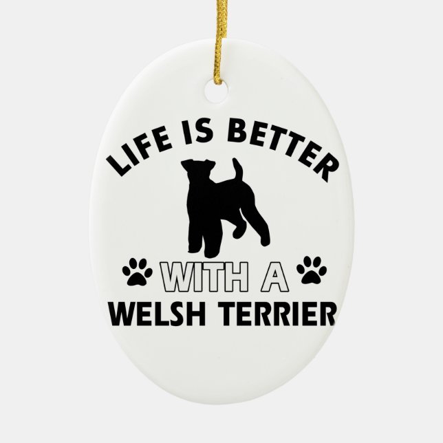 Walesiska Terrierhund avelndesigner Julgransprydnad Keramik (Framsidan)