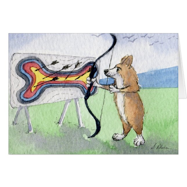 Walesiskt Corgihundbågskytte Hälsningskort (Framsidan Horizontal)