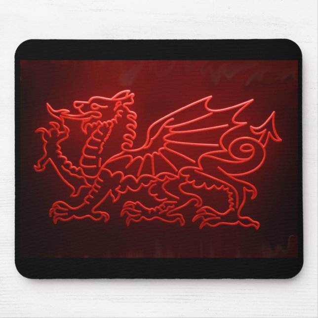 Walesiskt drakeneon Mosepad, Mousemat Musmatta (Framsidan)