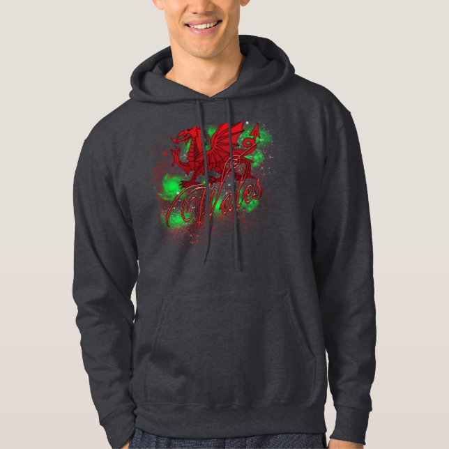 Walesiskt Wales Hoodie, Sts David dagHoodie Hoodie (Framsida)