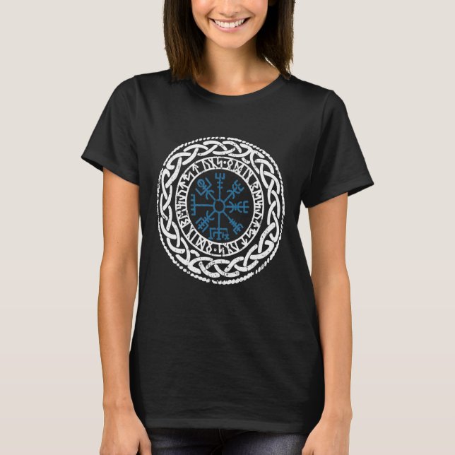 Walhalla Compass Vegvisir Viking Celts German Viki T Shirt (Framsida)