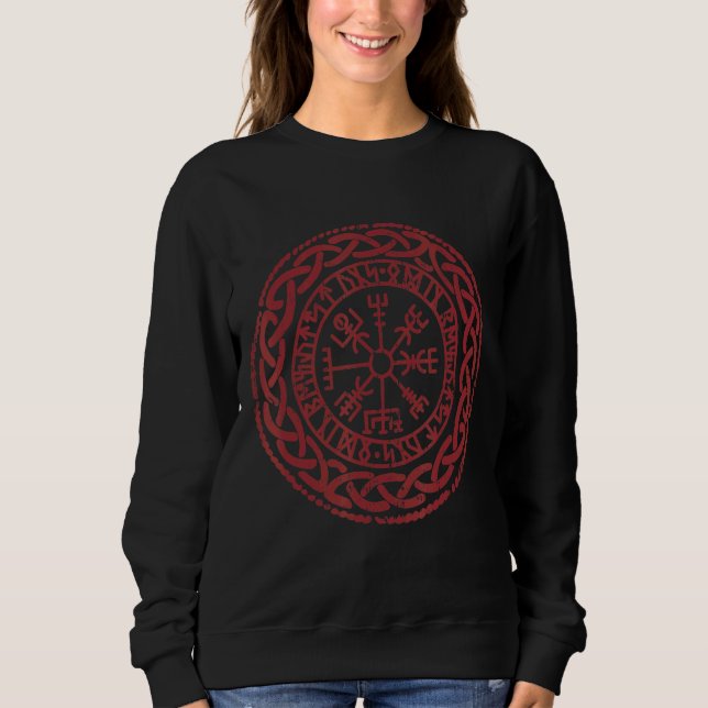 Walhalla Compass Vegvisir Viking Celts German Viki T Shirt (Framsida)