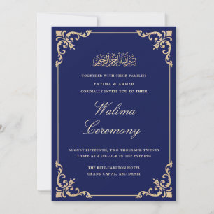 Walima Blue Islamic Muslim Bröllop Inbjudningar
